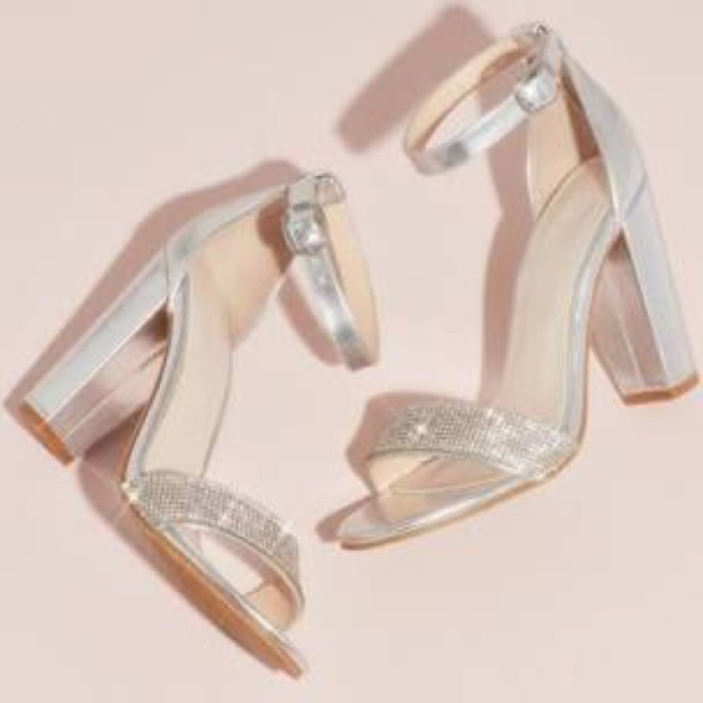 Crystal Strap Block Heels